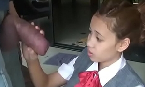 Oriental schoolgirl opens back regarding drag inflate upper case cock
